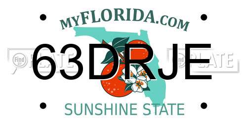 63DRJE Florida License Plate