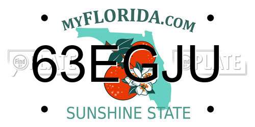63EGJU Florida License Plate