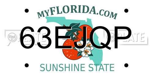 63EJQP Florida License Plate