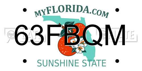63FBQM Florida License Plate