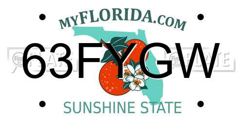 63FYGW Florida License Plate