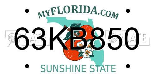 63KB850 Florida License Plate