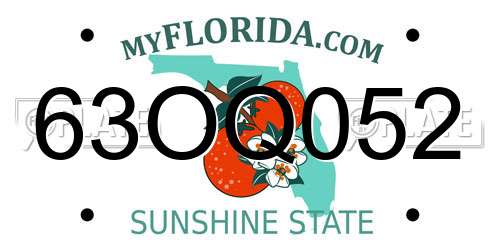 63OQ052 Florida License Plate
