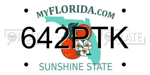 642PTK Florida License Plate