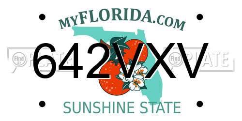 642VXV Florida License Plate
