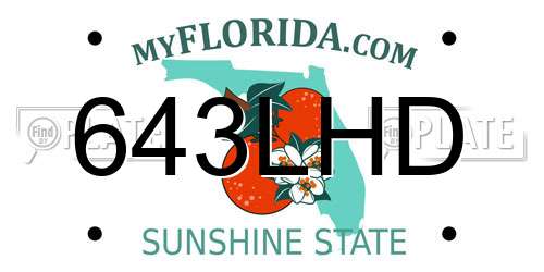 643LHD Florida License Plate