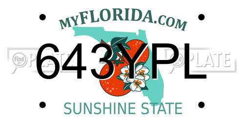 643YPL Florida License Plate