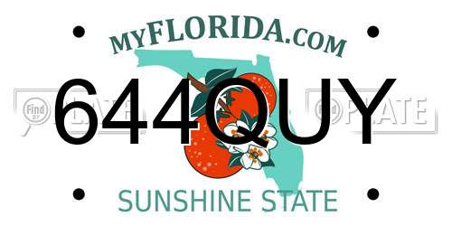 644QUY Florida License Plate