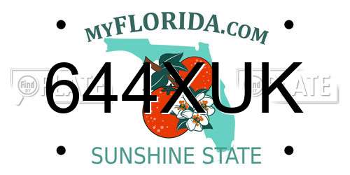 644XUK Florida License Plate