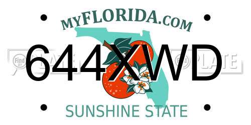 644XWD Florida License Plate
