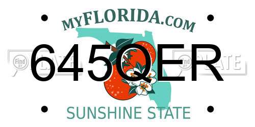 645QER Florida License Plate