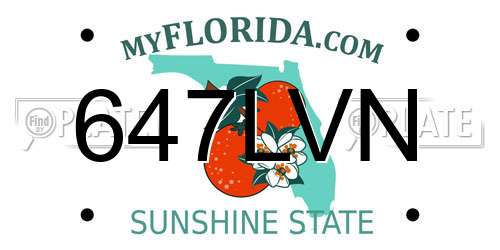 647LVN Florida License Plate