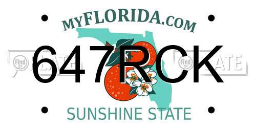 647RCK Florida License Plate