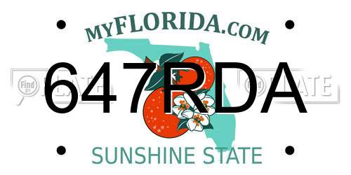 647RDA Florida License Plate
