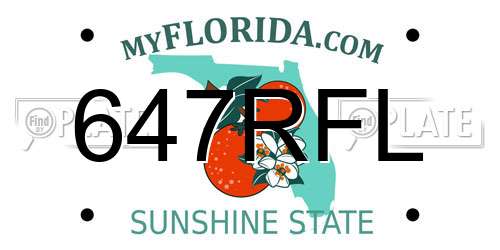 647RFL Florida License Plate