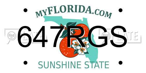 647RGS Florida License Plate