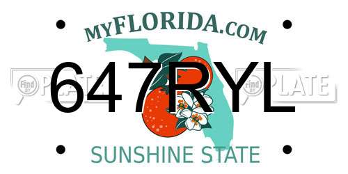 647RYL Florida License Plate