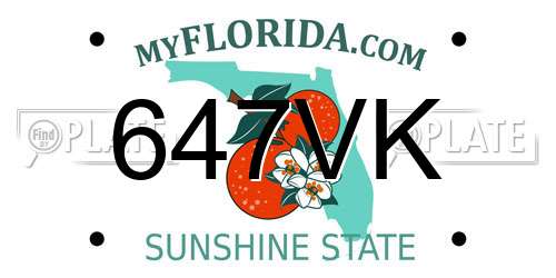 647VK Florida License Plate