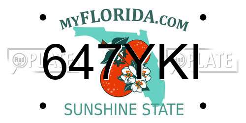647YKI Florida License Plate