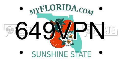 649VPN Florida License Plate