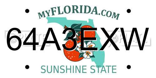 64A3EXW Florida License Plate