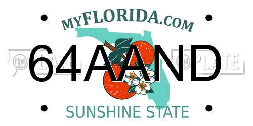 64AAND Florida License Plate