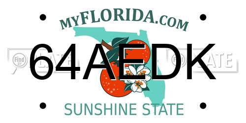 64AEDK Florida License Plate