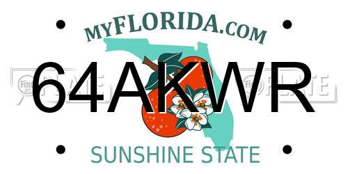 64AKWR Florida License Plate