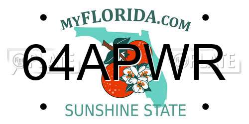 64APWR Florida License Plate