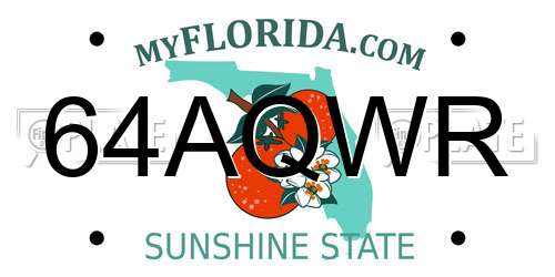 64AQWR Florida License Plate