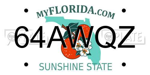 64AWQZ Florida License Plate