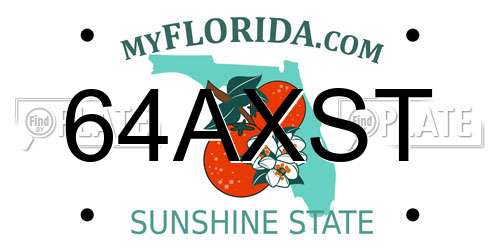 64AXST Florida License Plate
