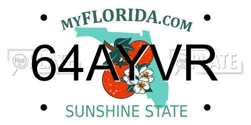 64AYVR Florida License Plate