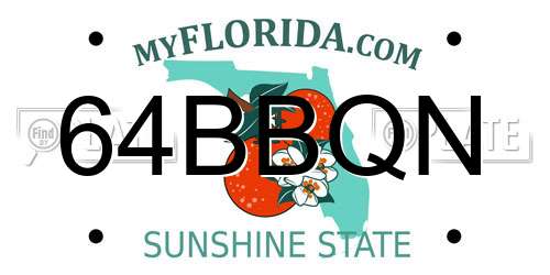 64BBQN Florida License Plate