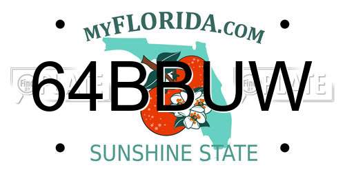64BBUW Florida License Plate
