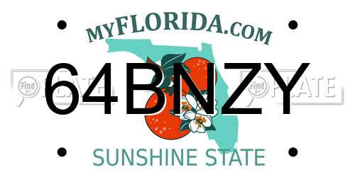 64BNZY Florida License Plate