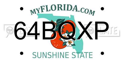 64BQXP Florida License Plate