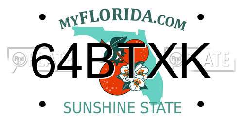 64BTXK Florida License Plate