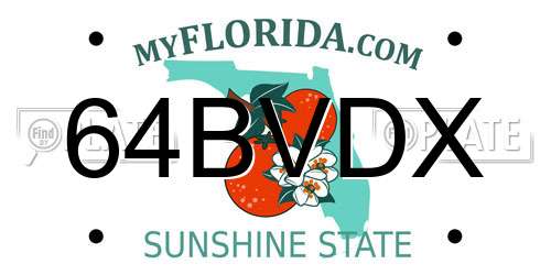 64BVDX Florida License Plate