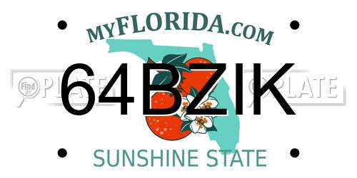 64BZIK Florida License Plate