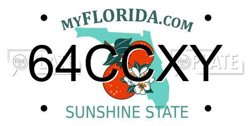 64CCXY Florida License Plate
