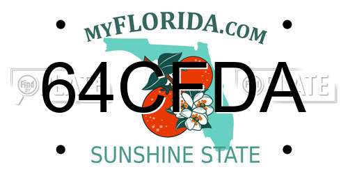 64CFDA Florida License Plate