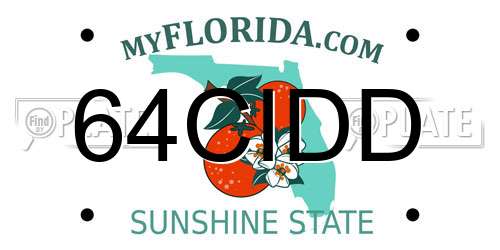 64CIDD Florida License Plate