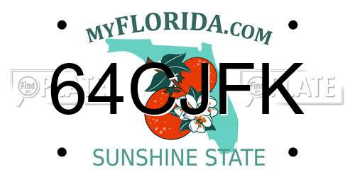 64CJFK Florida License Plate