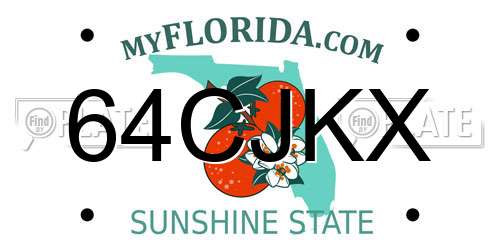 64CJKX Florida License Plate