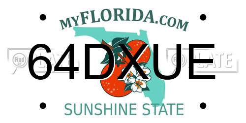 64DXUE Florida License Plate