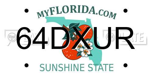 64DXUR Florida License Plate