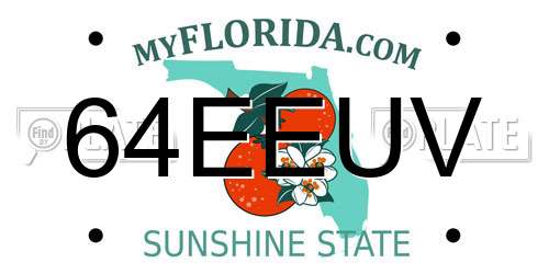 64EEUV Florida License Plate