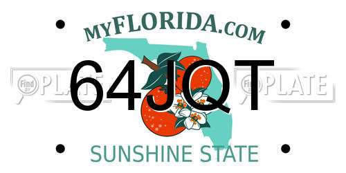 64JQT Florida License Plate
