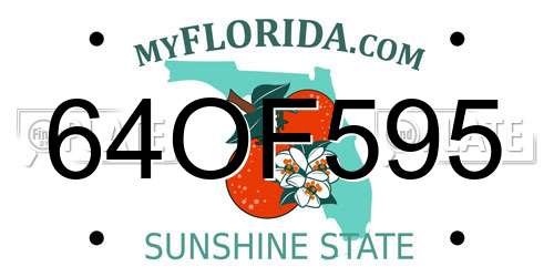 64OF595 Florida License Plate